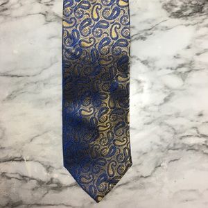 The Mens Store Bloomingdales Gold Blue Paisley Tie